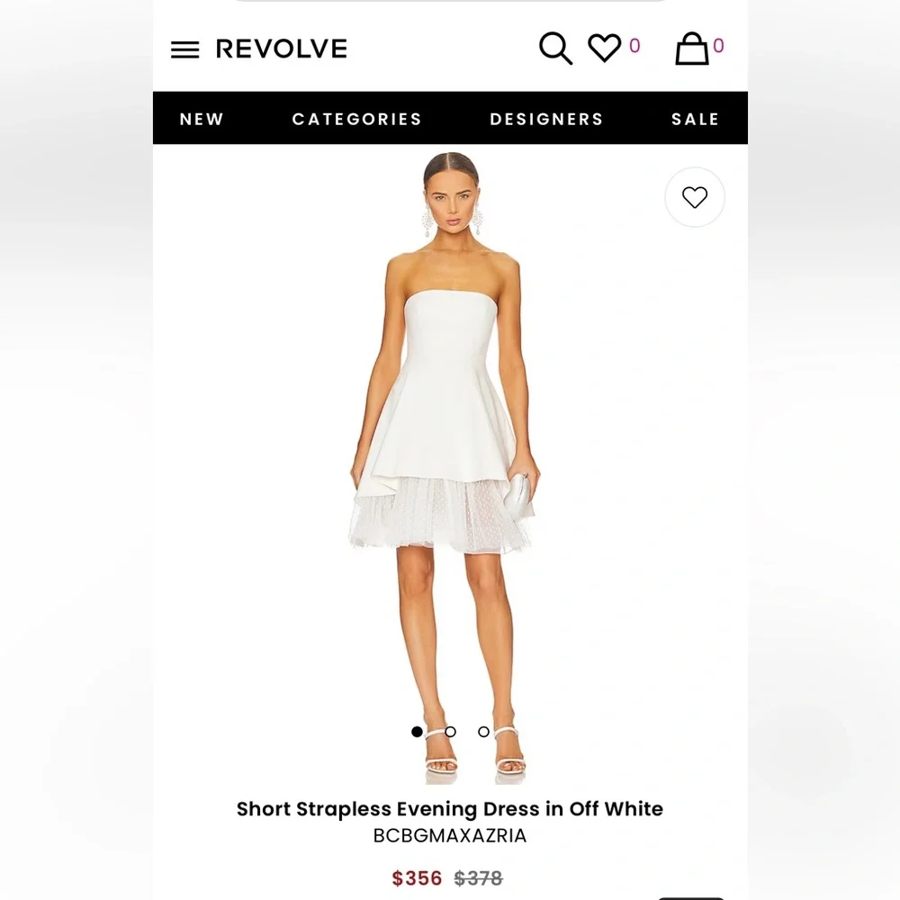 BCBGMAXAZRIA Women's White Short Strapless Evening
Dress - Picture 2 of 4